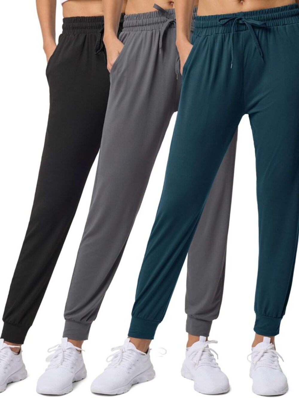 3 Pack Women's Joggers Sweatpants Lounge Pants Yoga Workout Pajama Pockets